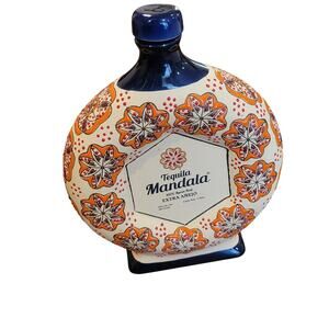 EMPTY BOTTLE Tequila Mandala Extra Anejo Hand Painted Limited Edition Refillable